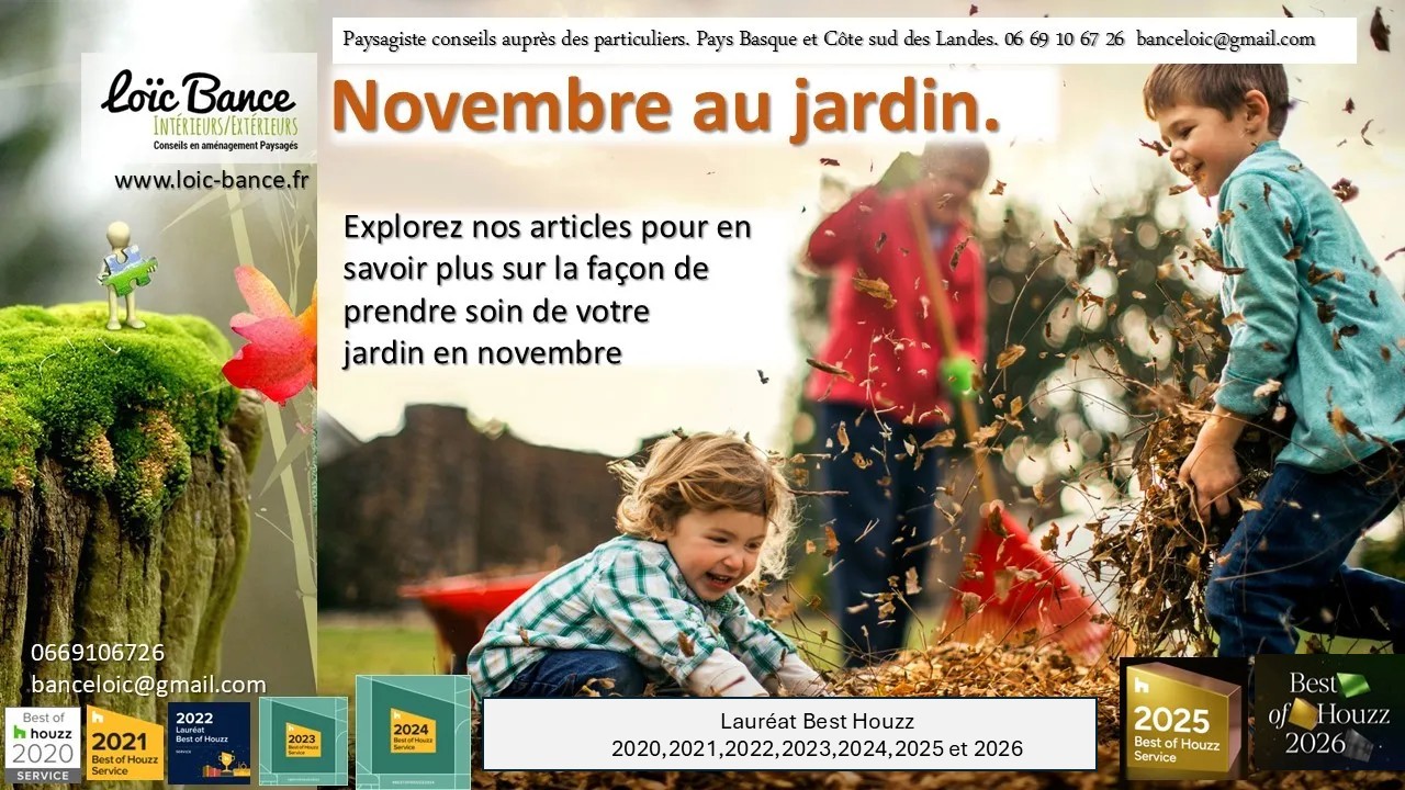 Paysagiste Anglet. Novembre au jardin d'ornement, potager et fruitier